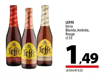 A&O LEFFE birra Blonde, Ambrée, Rouge cl 33 offerta