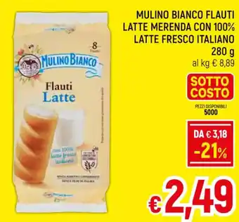 Famila Market MULINO BIANCO FLAUTI LATTE MERENDA CON 100% LATTE FRESCO ITALIANO 280 g offerta