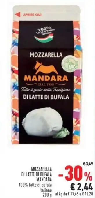 Conad MOZZARELLA DI LATTE DI BUFALA MANDARA 200 g offerta
