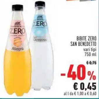 Conad BIBITE ZERO SAN BENEDETTO vari tipi 750 ml offerta