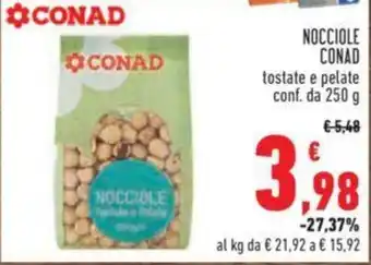 Conad NOCCIOLE CONAD tostate e pelate conf. da 250 g offerta