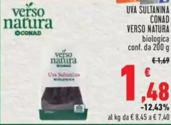Conad UVA SULTANINA CONAD VERSO NATURA biologica conf. da 200 g offerta