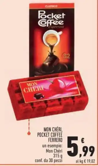 Conad MON CHÉRI, POCKET COFFEE FERRERO 315 g offerta