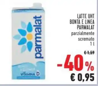 Conad LATTE UHT BONTÀ E LINEA PARMALAT parzialmente scremato 1 l offerta