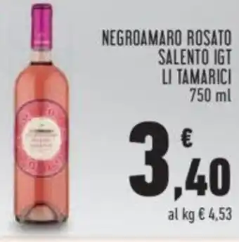 Conad NEGROAMARO ROSATO SALENTO IGT LI TAMARICI 750 ml offerta