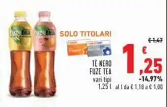 Conad TÈ NERO FUZE TEA vari tipi 1,25 l offerta