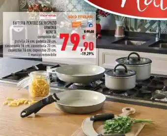 Conad BATTERIA PENTOLE SALVASPAZIO MONETA offerta