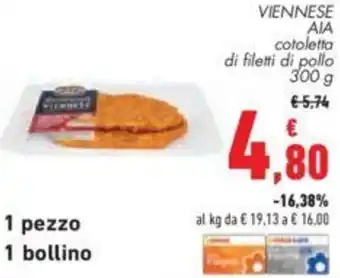 Conad VIENNESE AIA cotoletta di filetti di pollo 300 g offerta