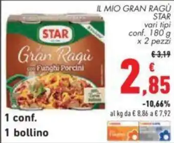 Conad IL MIO GRAN RAGU STAR vari tipi conf. 180 g offerta