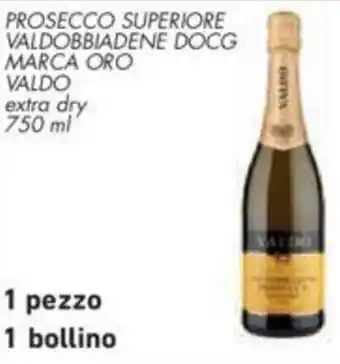Conad PROSECCO SUPERIORE VALDOBBIADENE DOCG MARCA ORO VALDO extra dry 750 ml offerta