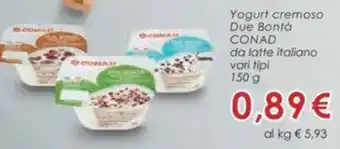 Conad Yogurt cremoso Due Bontà CONAD 150 g offerta