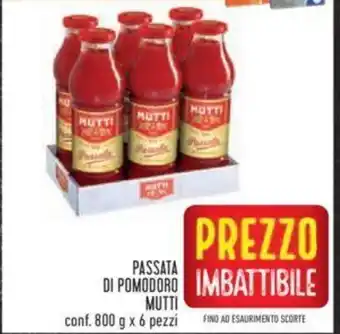 Conad PASSATA DI POMODORO MUTTI conf. 800 g x 6 pezzi offerta