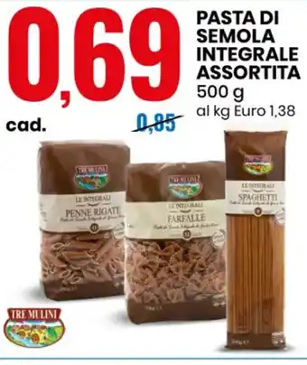 Eurospin PASTA DI SEMOLA INTEGRALE ASSORTITA 500 g offerta