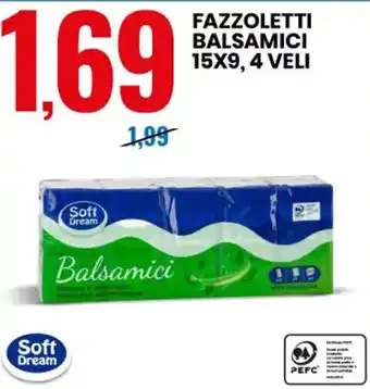 Eurospin FAZZOLETTI BALSAMICI 15X9, 4 VELI offerta