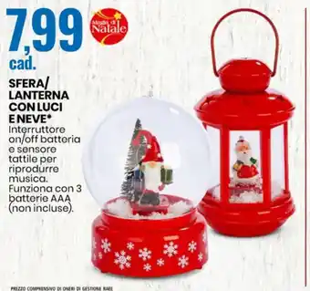 SFERA/ LANTERNA CON LUCI E NEVE