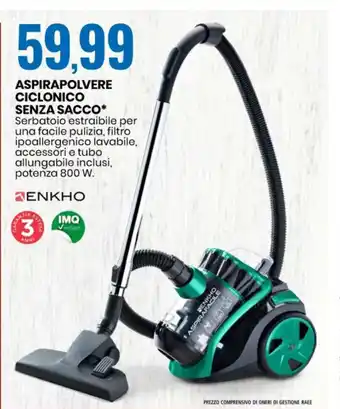 Eurospin ASPIRAPOLVERE CICLONICO SENZA SACCO offerta