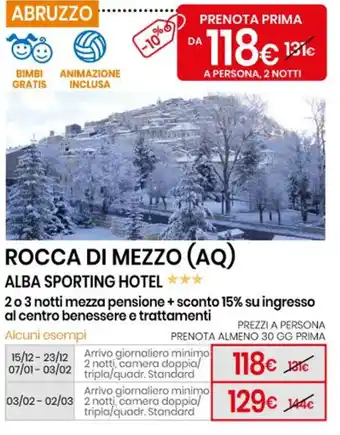 Eurospin ROCCA DI MEZZO (AQ) ALBA SPORTING HOTEL offerta