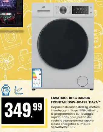 Eurospin LAVATRICE 10 KG CARICA FRONTALE DSW-101423 "DAYA" offerta
