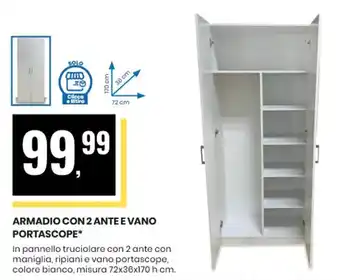 Eurospin ARMADIO CON 2 ANTE E VANO PORTASCOPE offerta