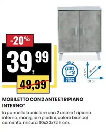 Eurospin MOBILETTO CON 2 ANTE E1 RIPIANO INTERNO offerta