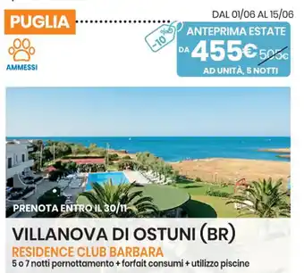Eurospin VILLANOVA DI OSTUNI (BR) RESIDENCE CLUB BARBARA offerta