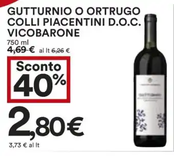 Coop GUTTURNIO O ORTRUGO COLLI PIACENTINI D.O.C. VICOBARONE 750 ml offerta