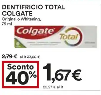 Coop DENTIFRICIO TOTAL COLGATE Original o Whitening, 75 ml offerta