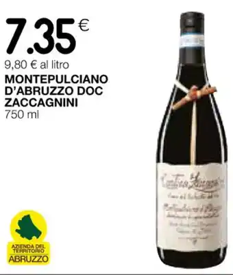 Coop MONTEPULCIANO D'ABRUZZO DOC ZACCAGNINI 750 ml offerta