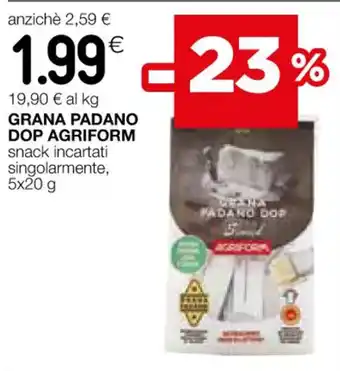 Coop GRANA PADANO DOP AGRIFORM 5x20 g offerta