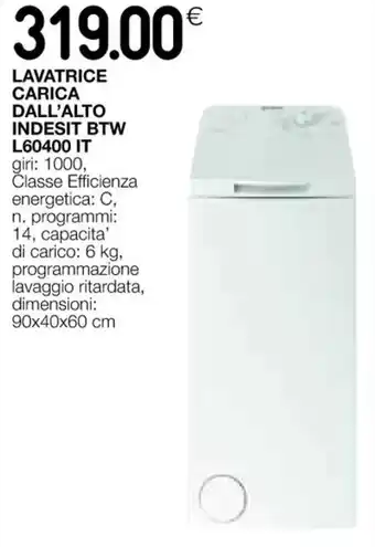 Coop LAVATRICE CARICA DALL'ALTO INDESIT BTW L60400 IT offerta