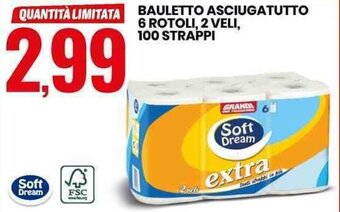 Eurospin Bauletto Asciugatutto 6 rotoli, 2 veli, 100 strappi offerta