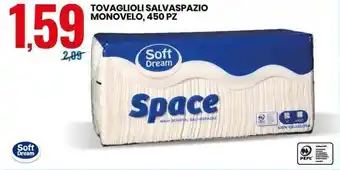 Eurospin Tovaglioli Salvaspazio Monovelo, 450pz offerta