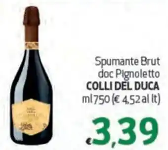 Spak Supermercati Spumante Brut doc Pignoletto COLLI DEL DUCA ml 750 offerta