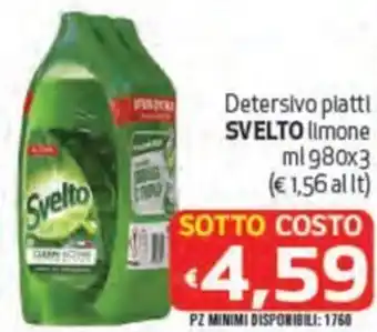 Detersivo piatti SVELTO limone ml 980x3