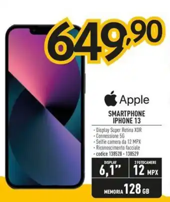 FreeShop Apple SMARTPHONE IPHONE 13 MEMORIA 128 GB offerta
