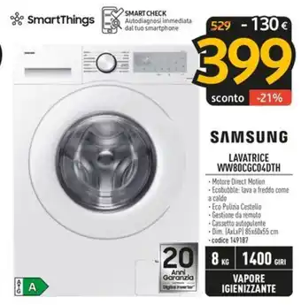 FreeShop SAMSUNG LAVATRICE WW80CGC04DTH offerta