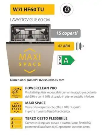FreeShop Whirlpool LAVASTOVIGLIE 60 CM Dimensioni (AxLxP): 820x598x555 mm offerta