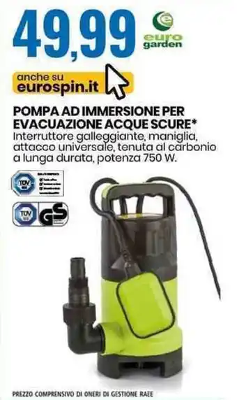 Pompa Ad Immersione per Evacuazione Acque Scure