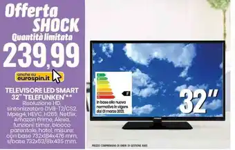 Eurospin Televisore Led Smart 32" 'Telefunken' offerta