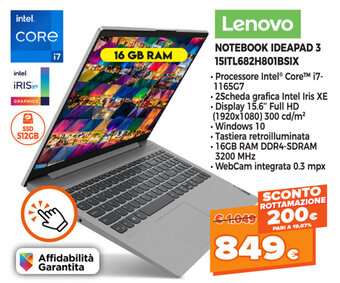 Lenovo Notebook Ideapad 3 15ITL682H801BSIX
