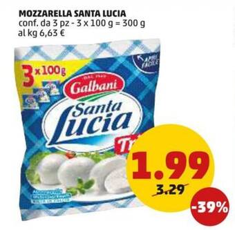 PENNY MOZZARELLA SANTA LUCIA conf. da 3 pz - 3 x 100 g offerta