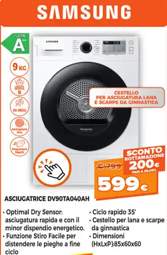 Samsung Asciugatrice DV90TA040AH