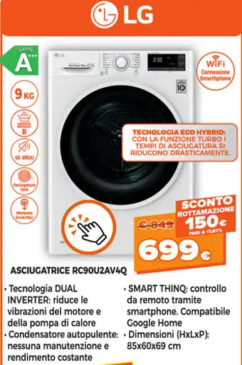 Expert Di Lella LG Asciugatrice RC90U2AV4Q offerta