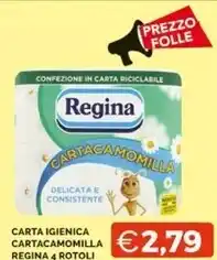 Mercatò Regina carta igienica cartacamomilla 4 rotoli offerta