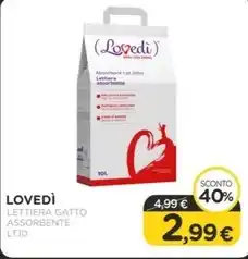 Arcaplanet Lovedi - lettiera gatto assorbente lt.10 offerta