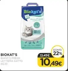 Arcaplanet Biokat's - lettiera gatto kg.10 bianco fresh offerta