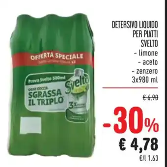 Spazio Conad DETERSIVO LIQUIDO PER PIATTI SVELTO 3 x 980 ml offerta