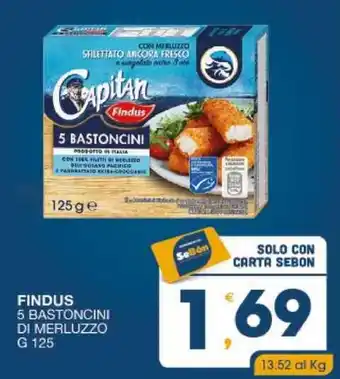 SeBón Supermercati FINDUS 5 BASTONCINI DI MERLUZZO G 125 offerta