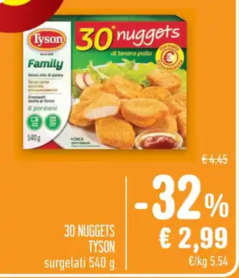 Spazio Conad 30 NUGGETS TYSON surgelati 540 g offerta