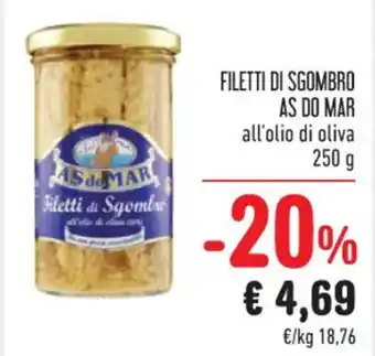 Spazio Conad FILETTI DI SGOMBRO AS DO MAR all'olio di oliva 250 g offerta